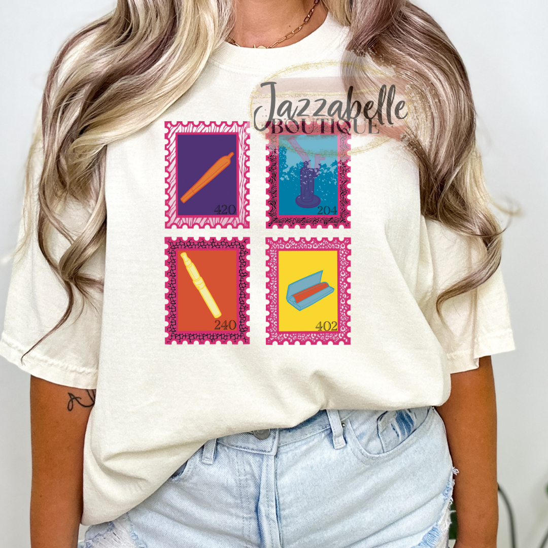 420 Stamps *Comfort Colors* Tee HarlieJane’s Graphic Habit ✦ JZBL Exclusive