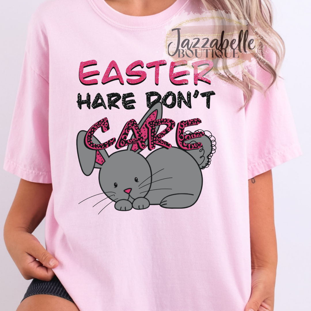 Easter Hare Don't Care *Comfort Colors* Tee HarlieJane’s Graphic Habit ✦ JZBL Exclusive