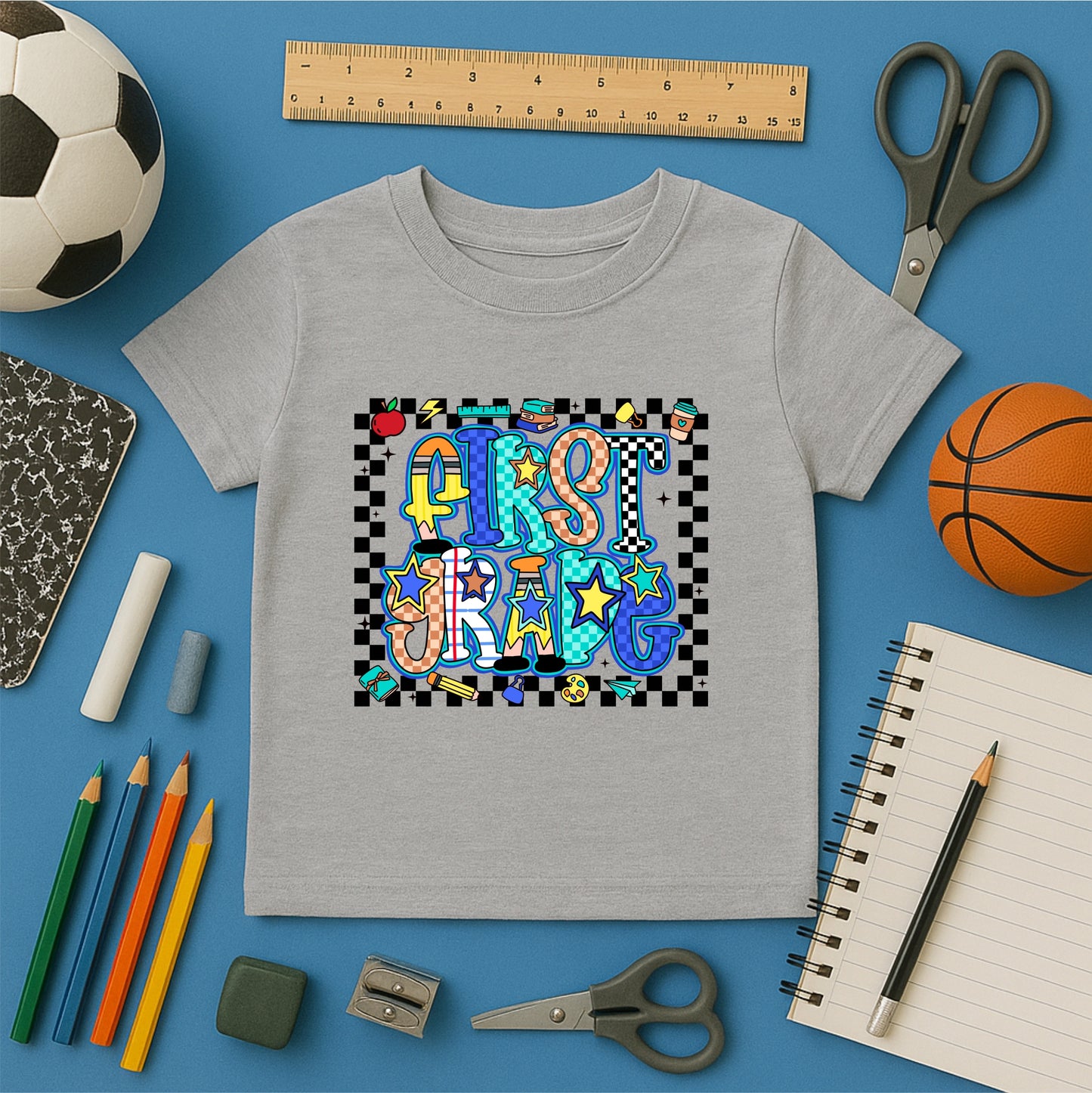 Kids' Back to School Tees - Blue/Grey