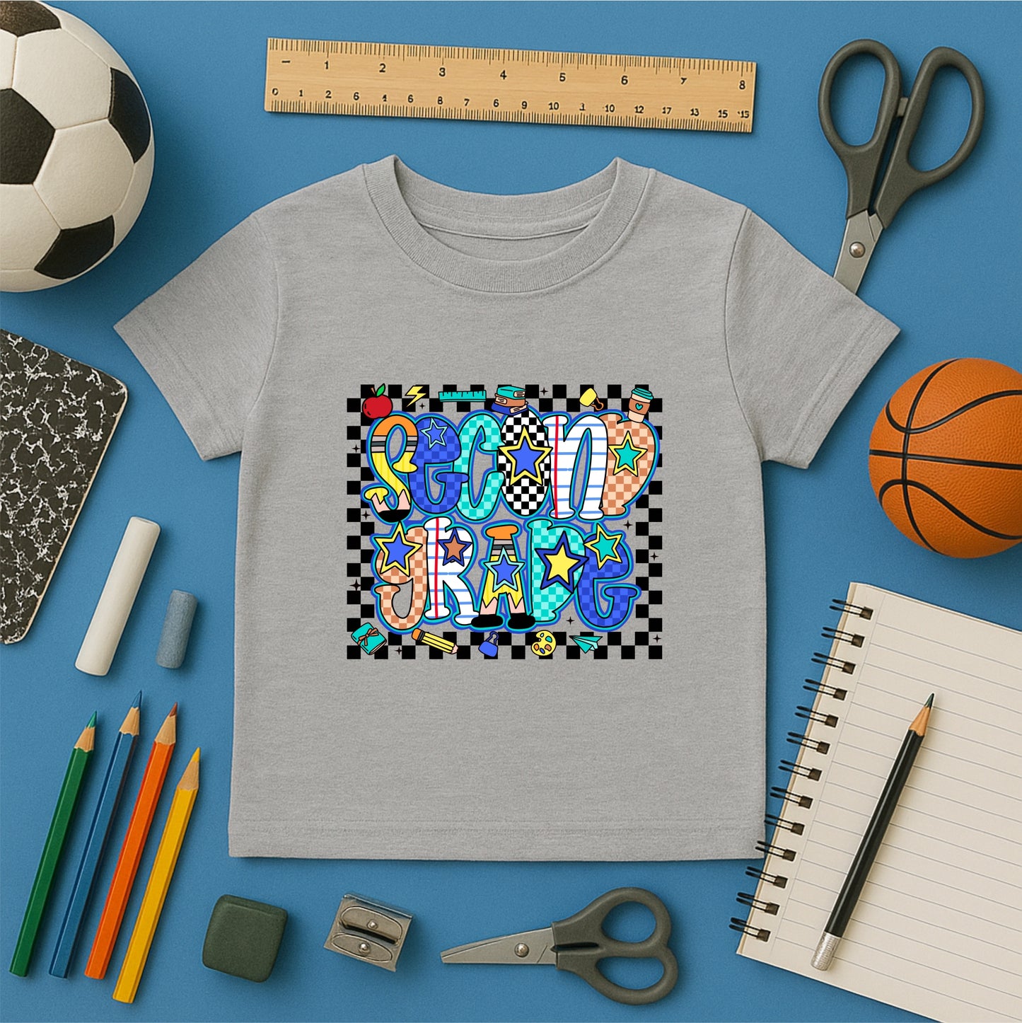 Kids' Back to School Tees - Blue/Grey