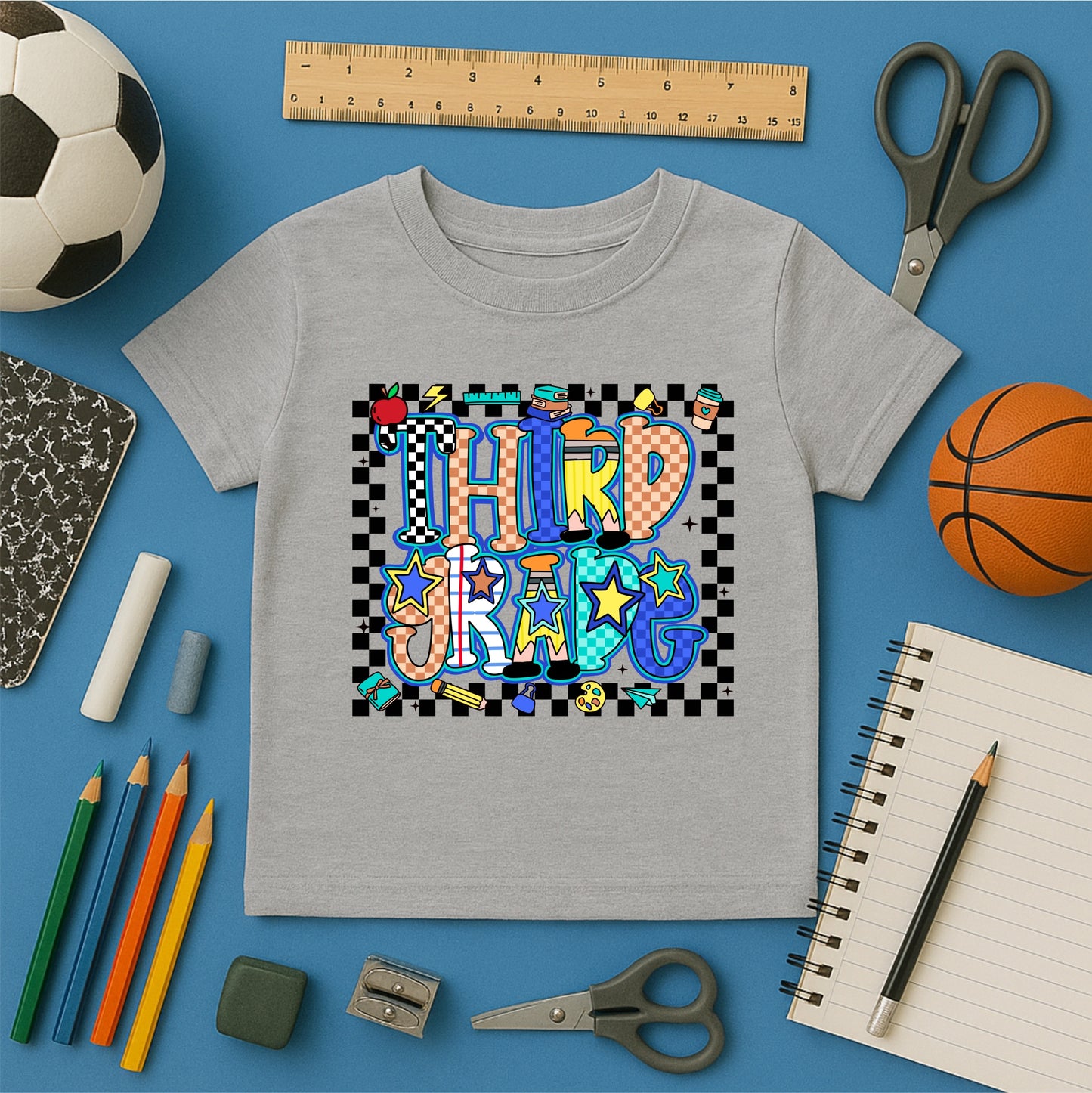 Kids' Back to School Tees - Blue/Grey