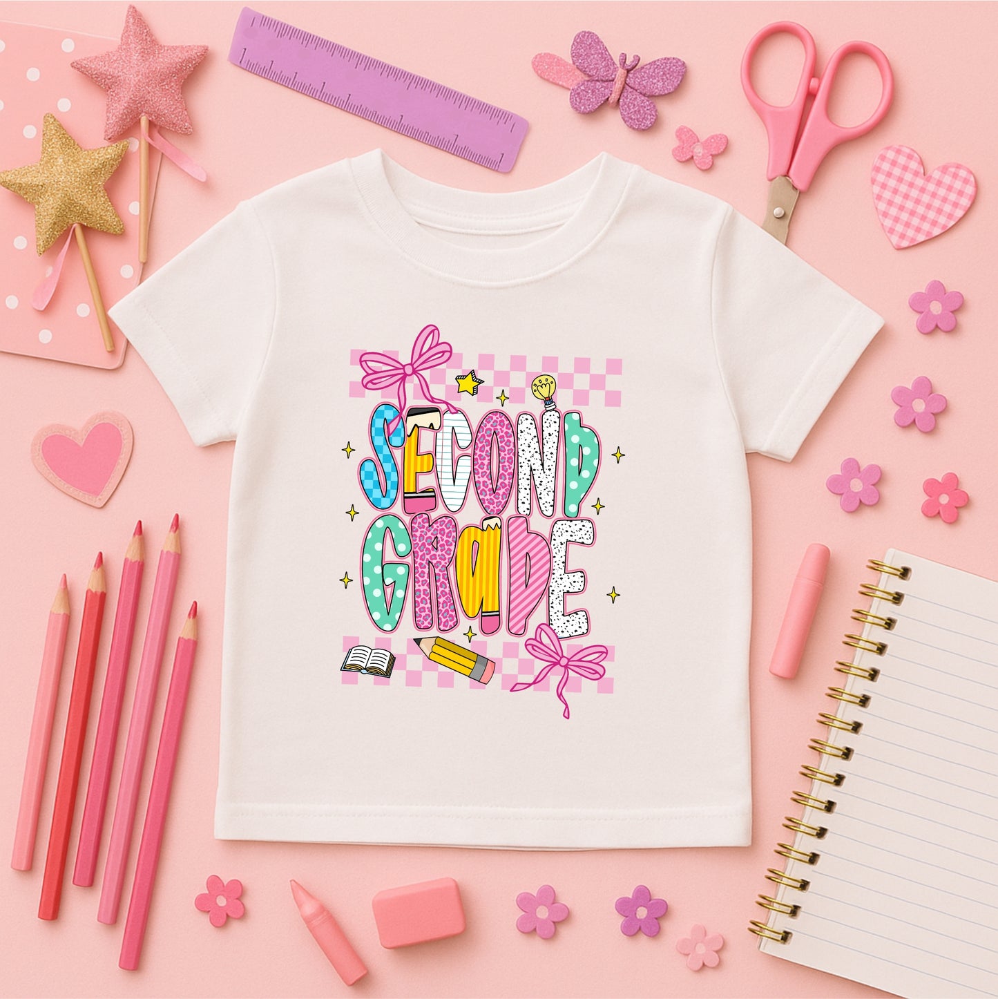 Kids' Back to School Tees - Pink/White