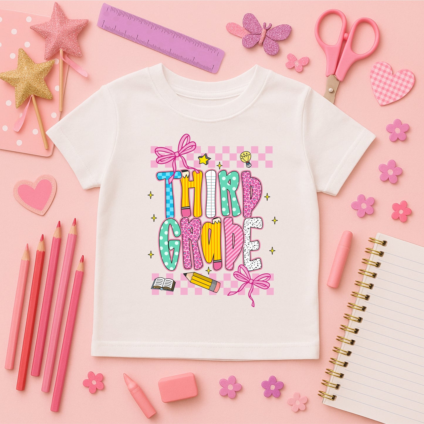 Kids' Back to School Tees - Pink/White