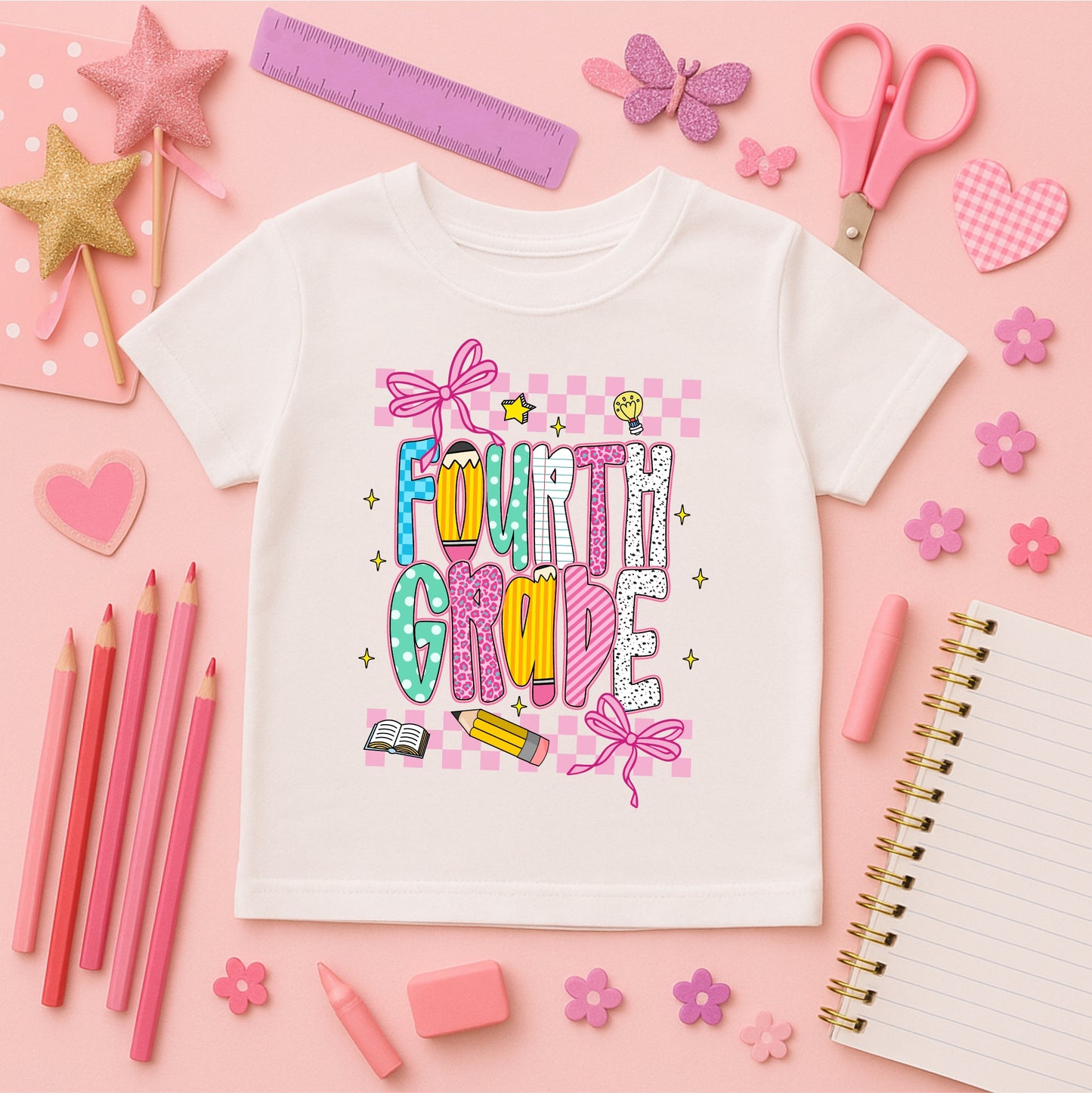 Kids' Back to School Tees - Pink/White