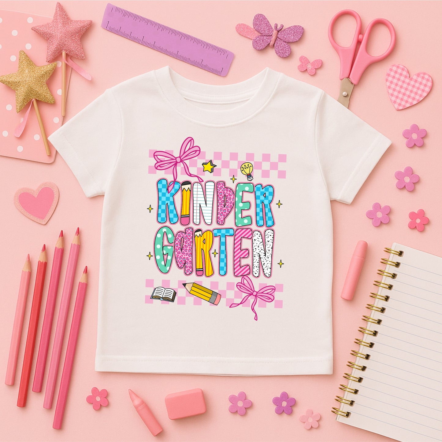 Kids' Back to School Tees - Pink/White