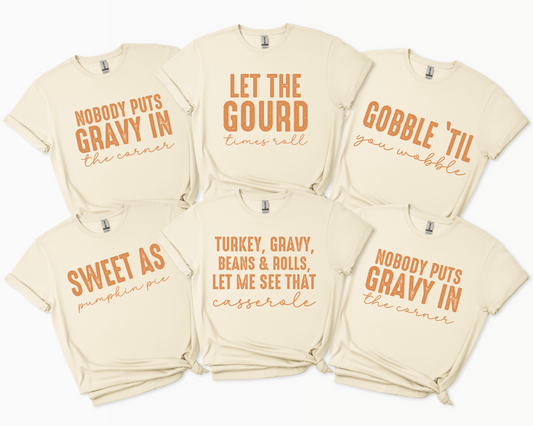 "Pie 5" Thanksgiving Friends Tees