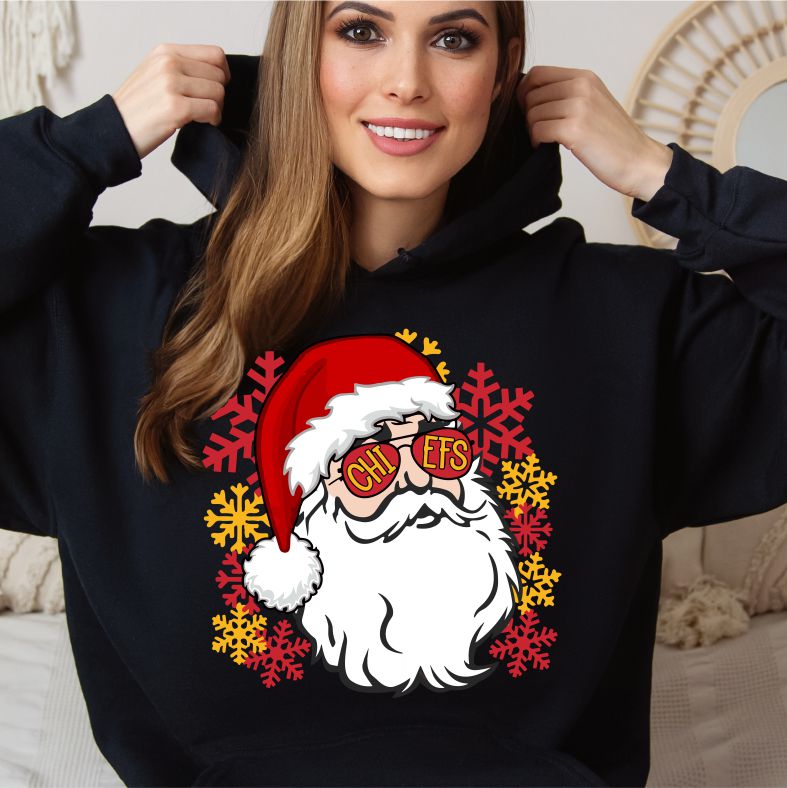 Kansas City Chiefs Santa Christmas Hoodie/Crew/Tee