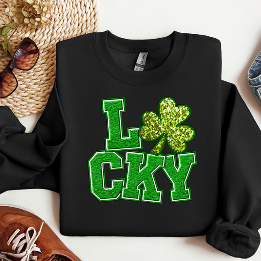 "Lucky" Faux Embroidered St. Patrick's Day Shirt