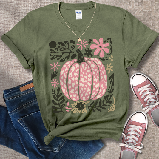 Pink & Green Pumpkin Tee/Crew
