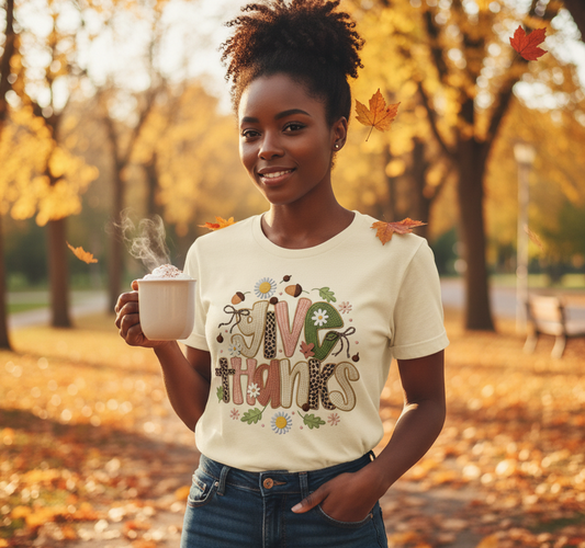 "Give Thanks" Faux Knit Tee