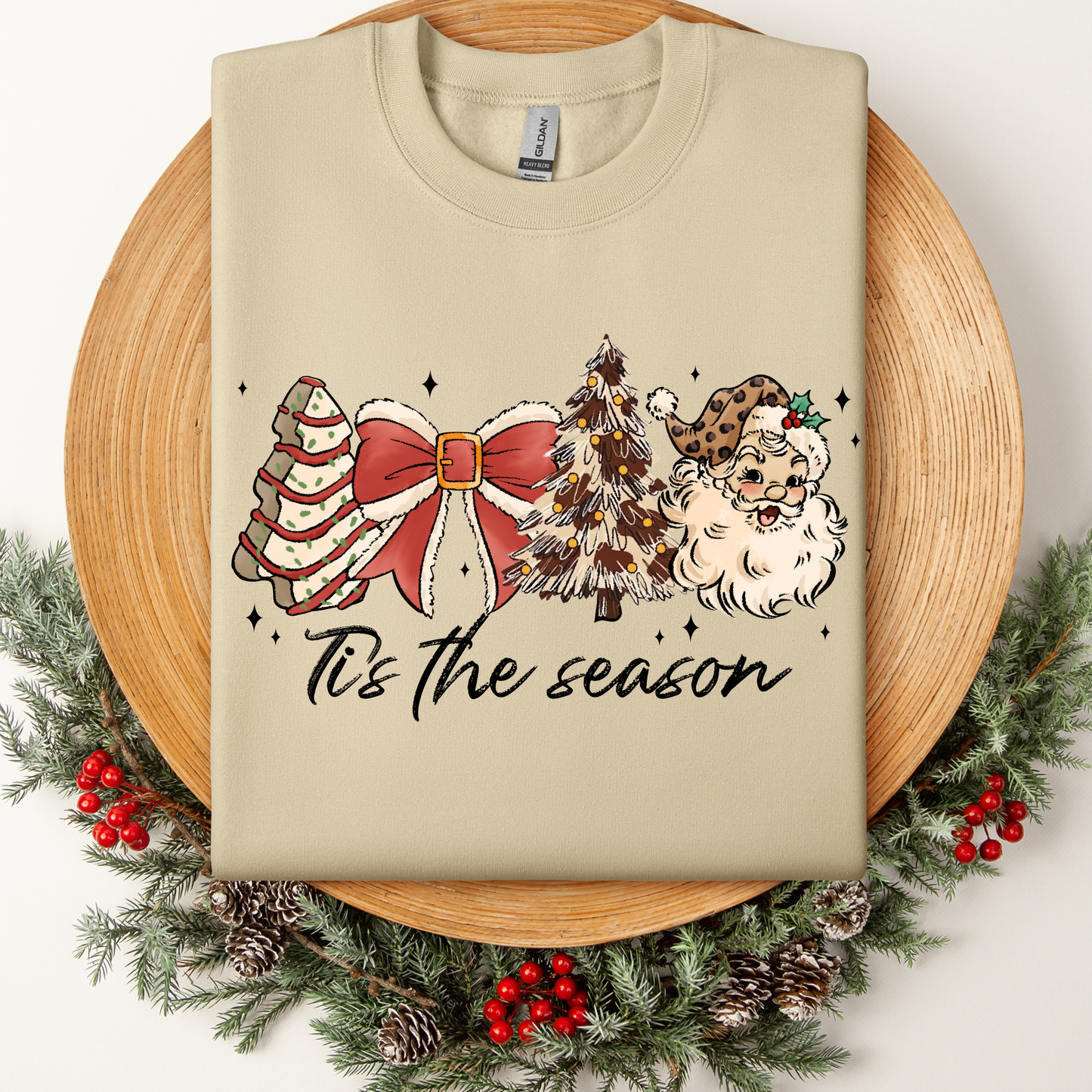 Tis the Season - Beige Christmas Tee/Crew/Hoodie