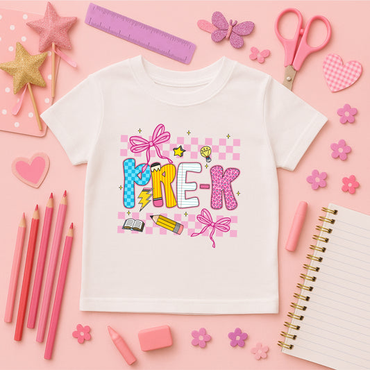 Kids' Back to School Tees - Pink/White