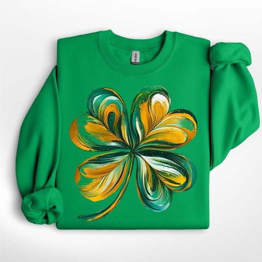Brushed Gold and Green Clover