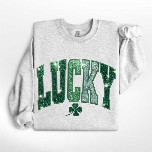Faux Glitter Lucky Crew/Tee
