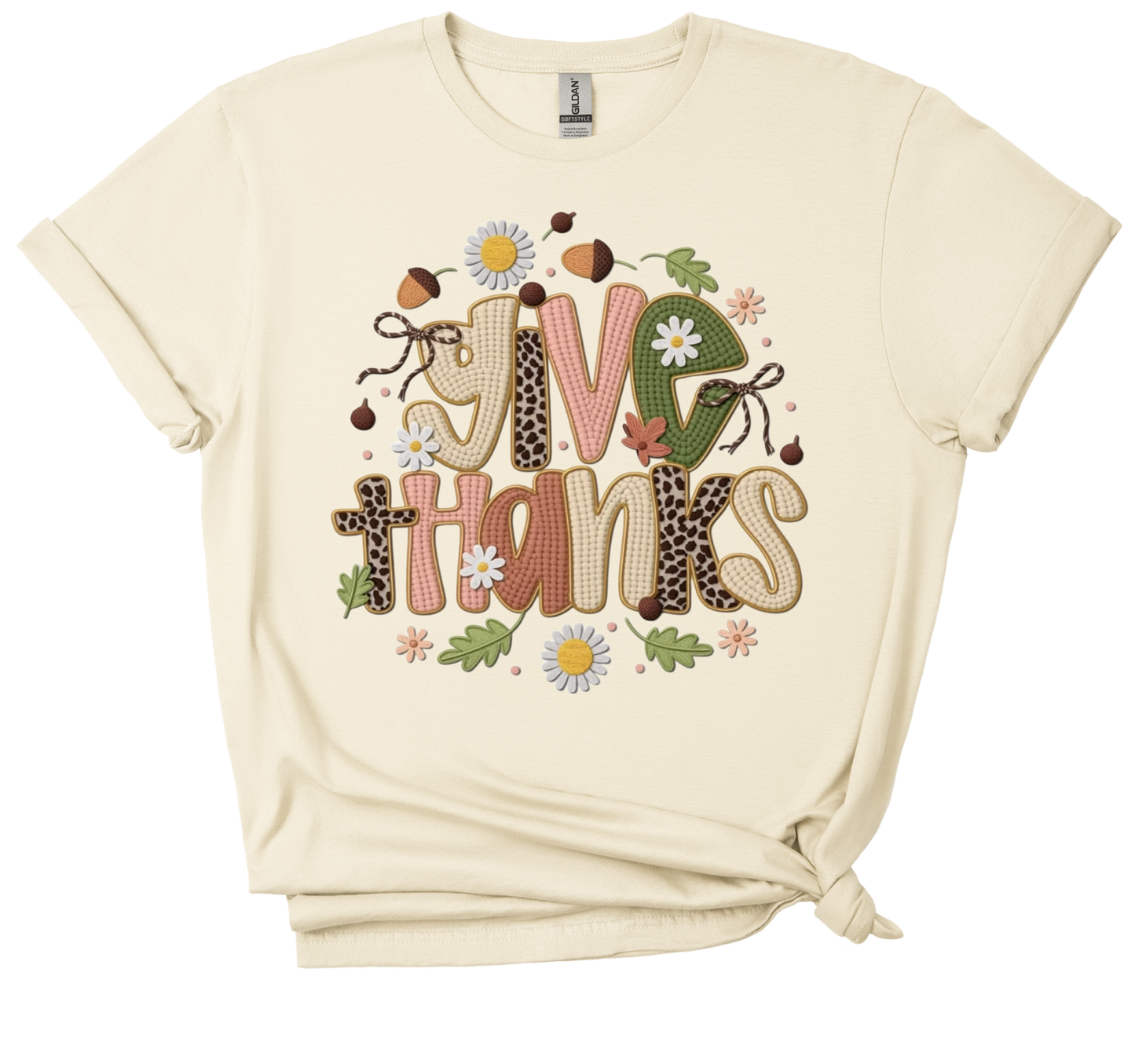 "Give Thanks" Faux Knit Tee