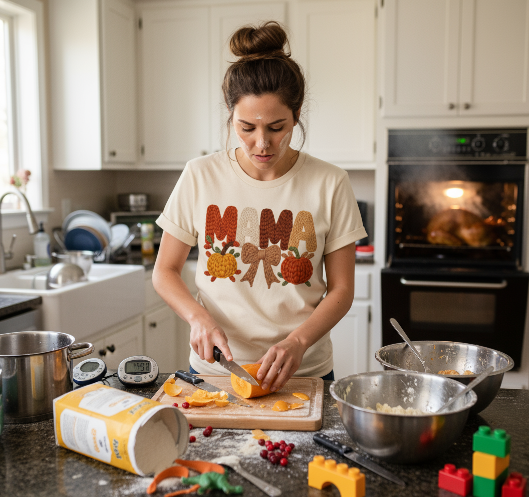 "MAMA" Faux Knit Tee